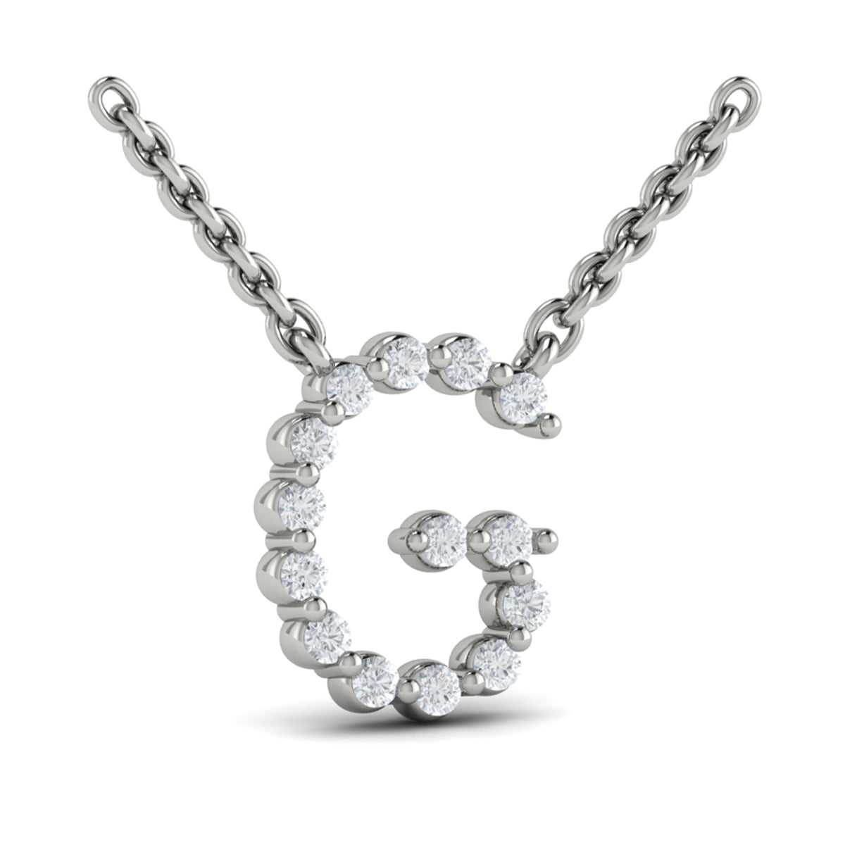 Diamond  Alphabet Pendant Necklace, G