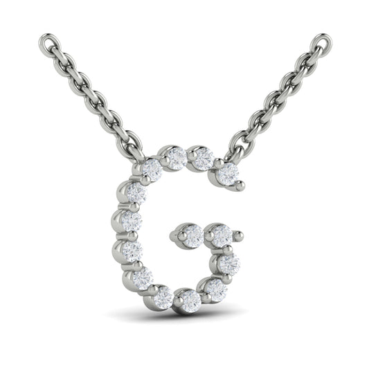 Diamond  Alphabet Pendant Necklace, G