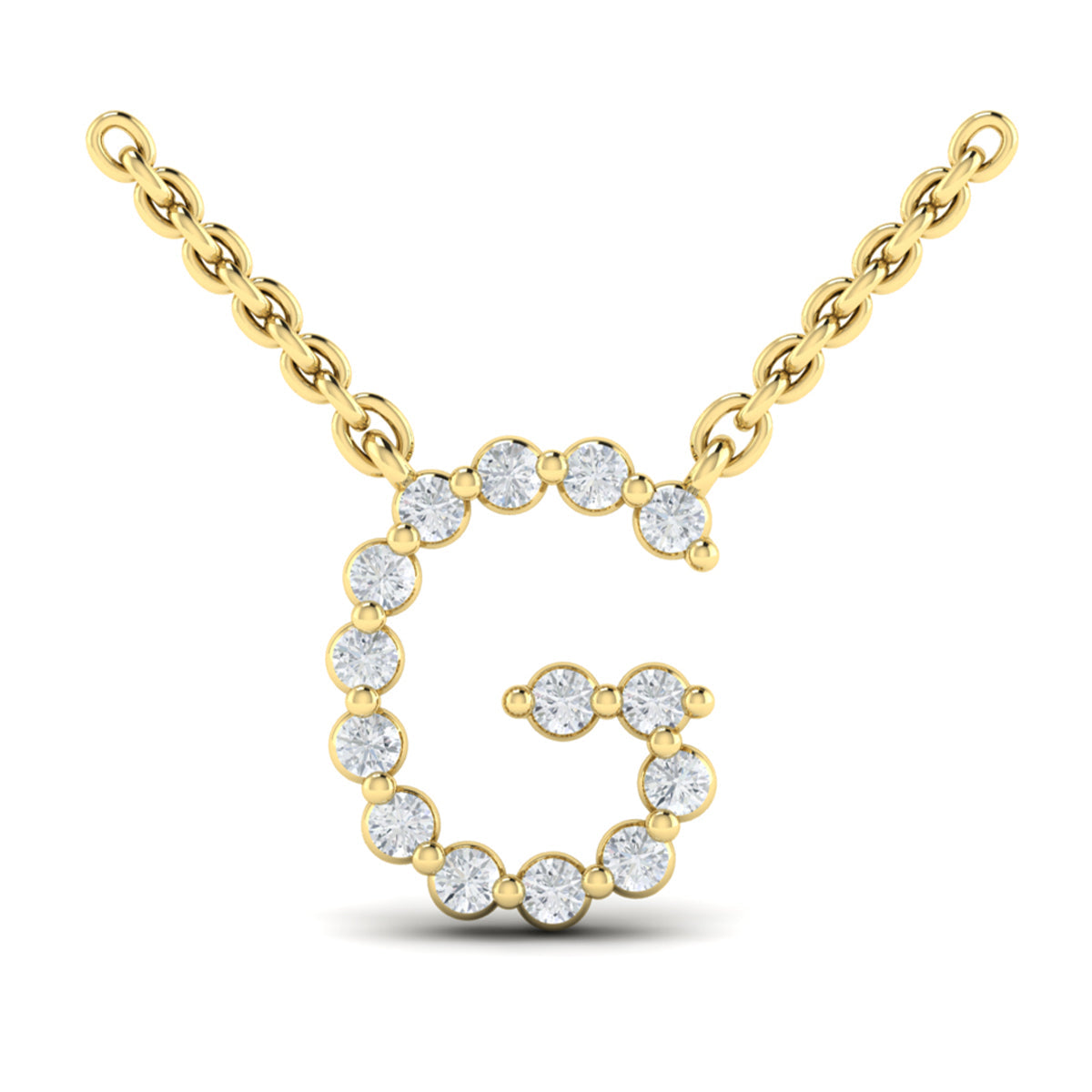Diamond  Alphabet Pendant Necklace, G