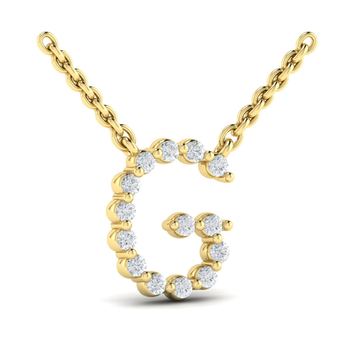 Diamond  Alphabet Pendant Necklace, G