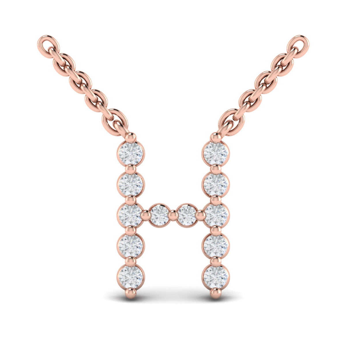 Diamond  Alphabet Pendant Necklace, H
