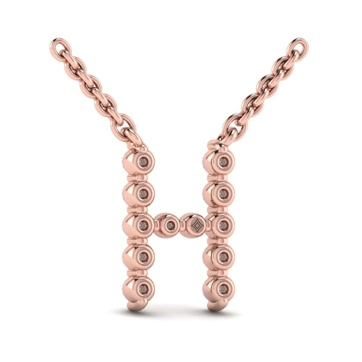 Diamond  Alphabet Pendant Necklace, H