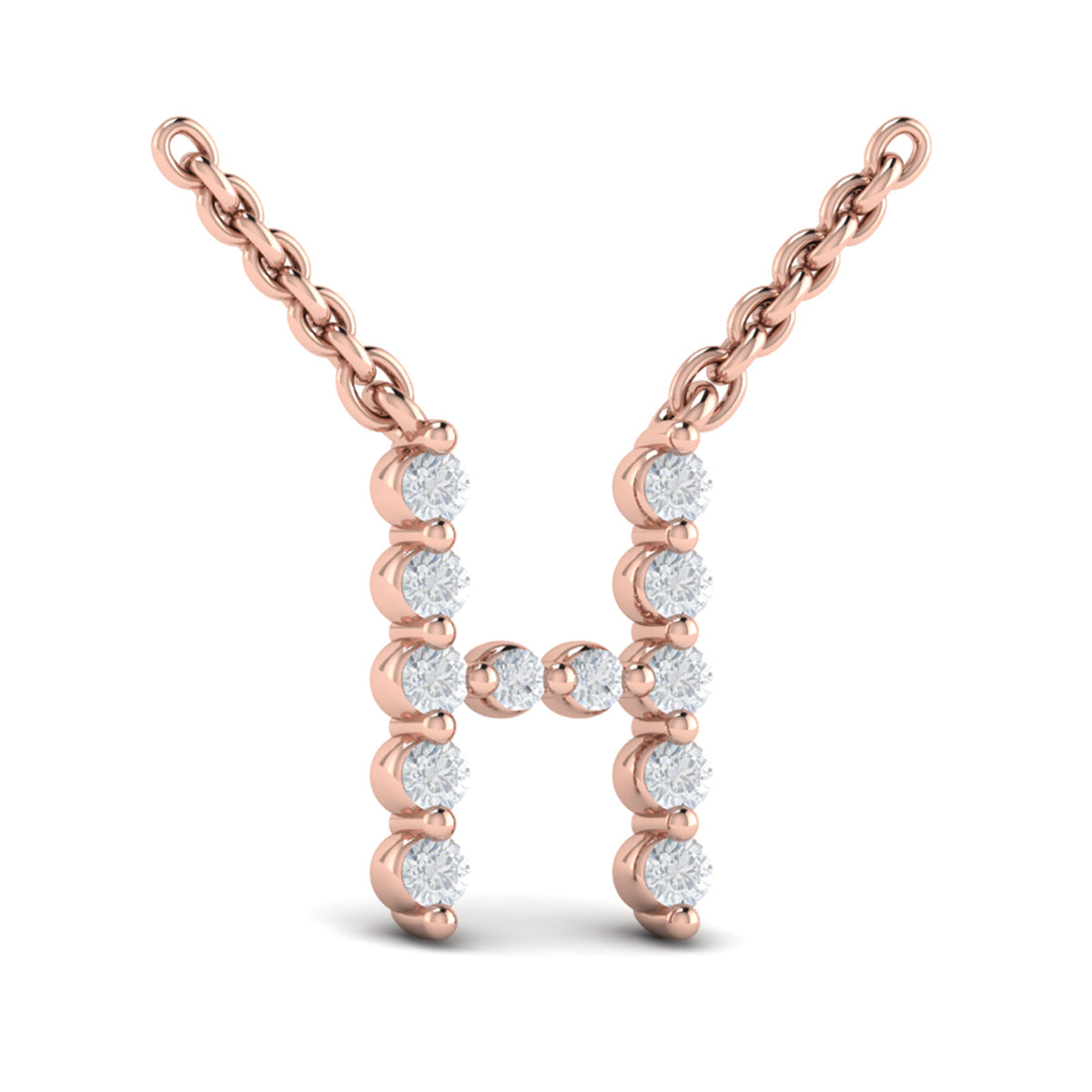 Diamond  Alphabet Pendant Necklace, H