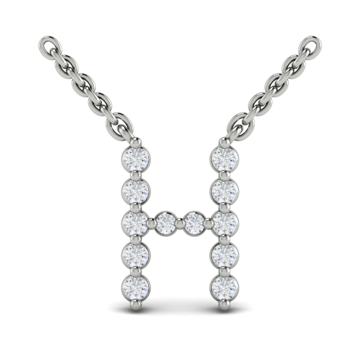 Diamond  Alphabet Pendant Necklace, H