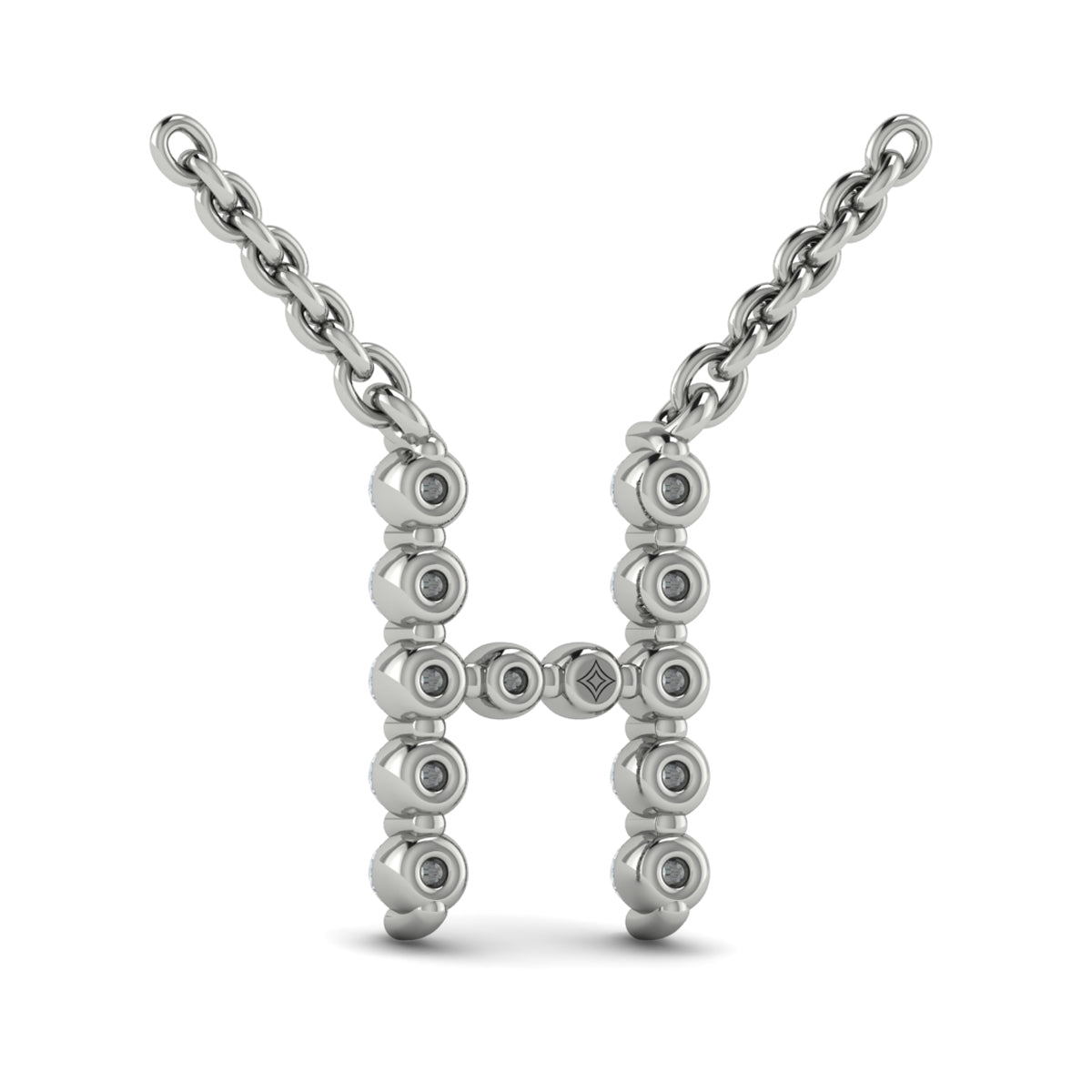 Diamond  Alphabet Pendant Necklace, H