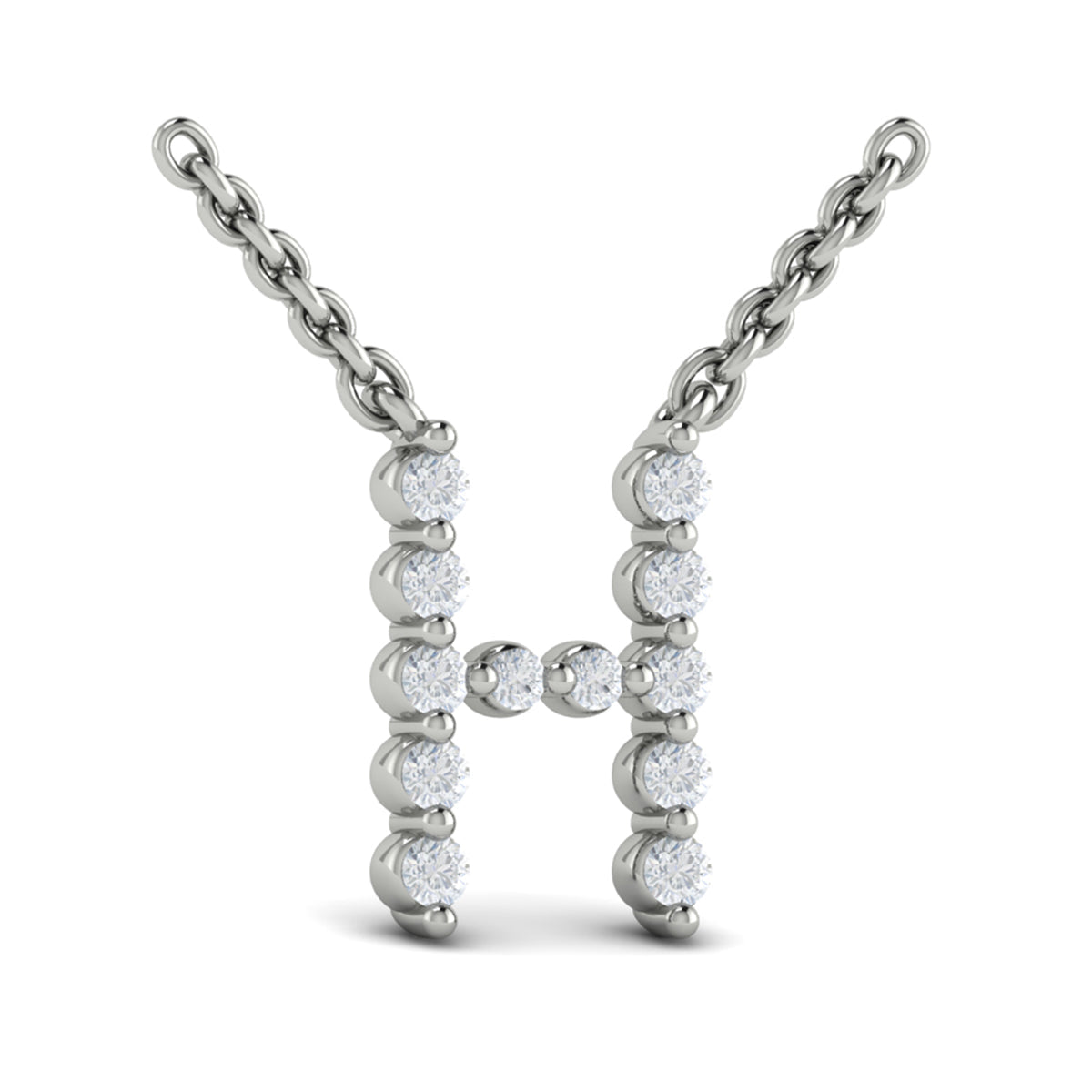 Diamond  Alphabet Pendant Necklace, H
