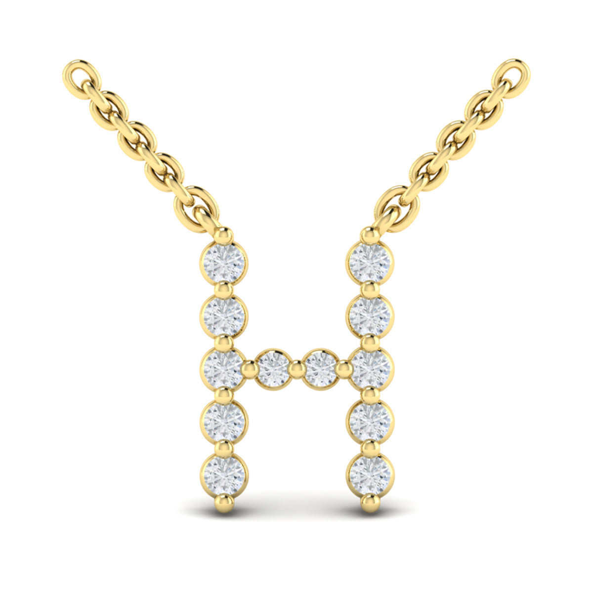 Diamond  Alphabet Pendant Necklace, H