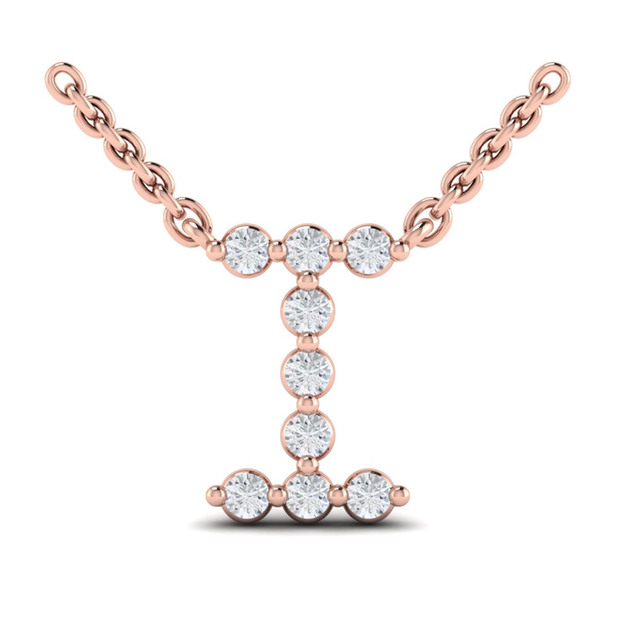 Diamond  Alphabet Pendant Necklace, I
