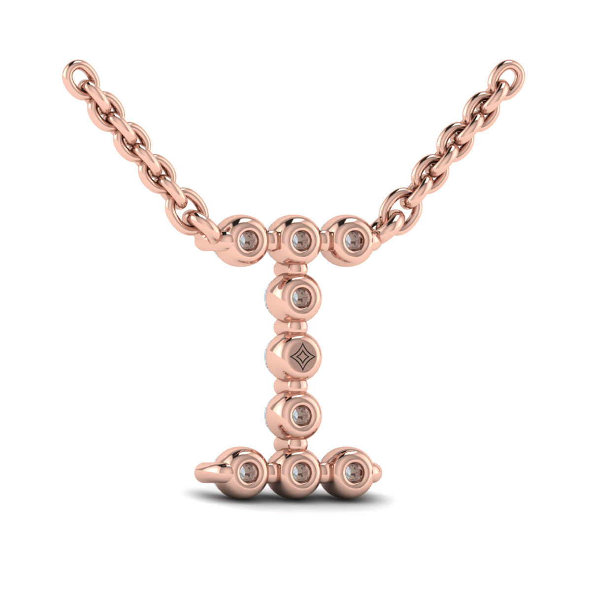 Diamond  Alphabet Pendant Necklace, I