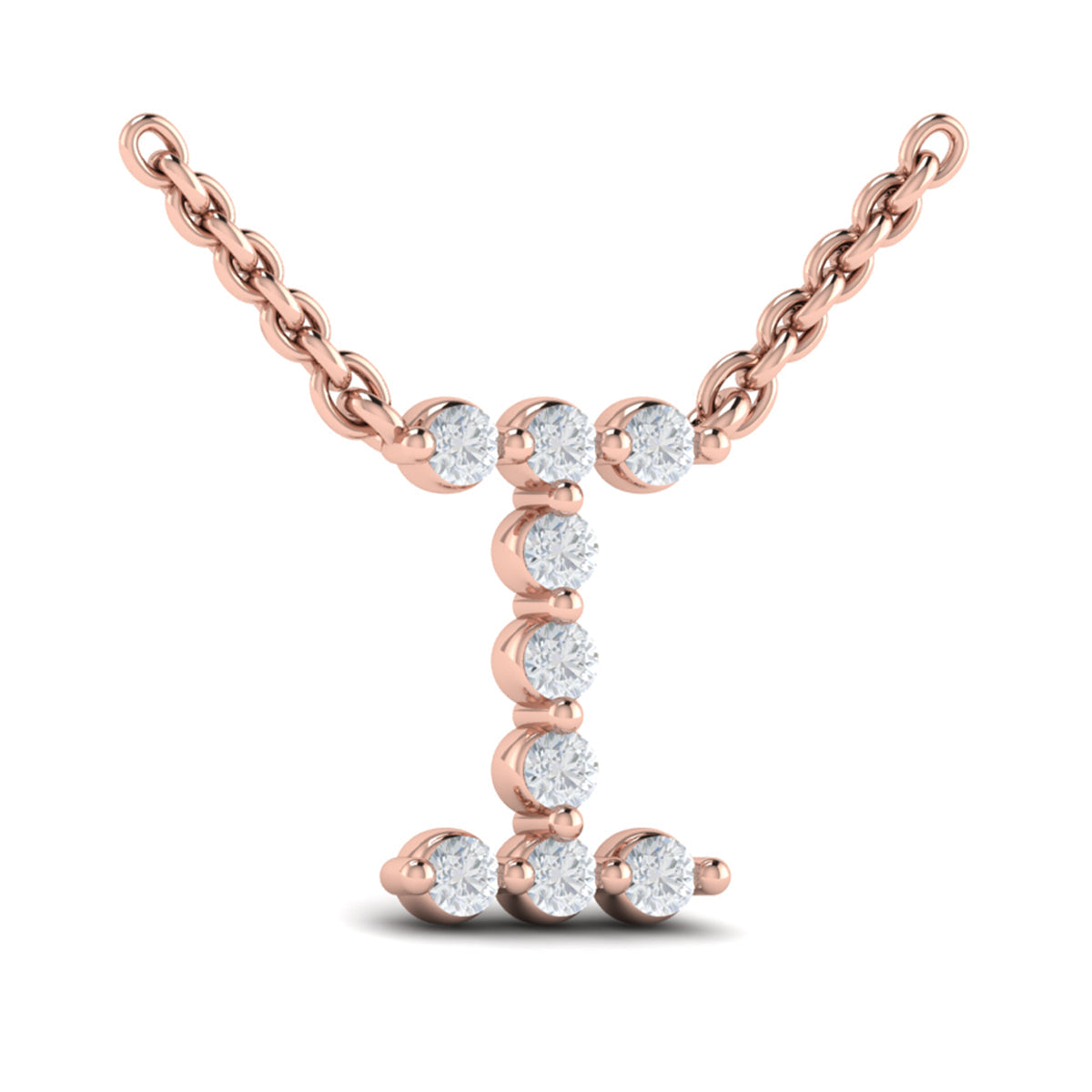 Diamond  Alphabet Pendant Necklace, I