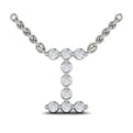 Diamond  Alphabet Pendant Necklace, I