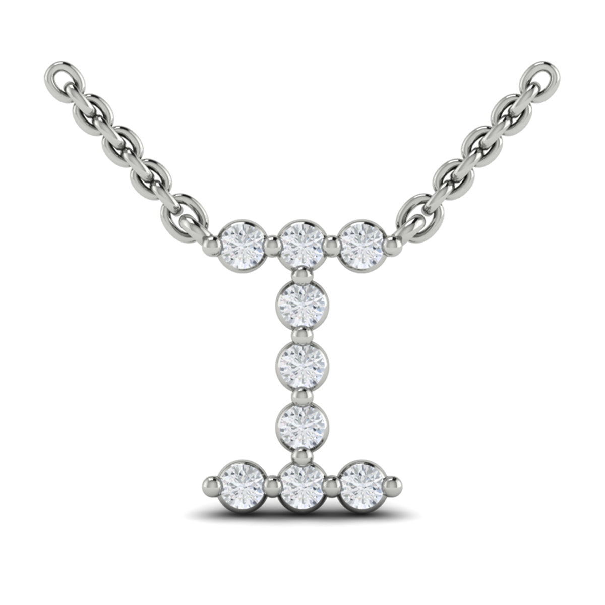 Diamond  Alphabet Pendant Necklace, I