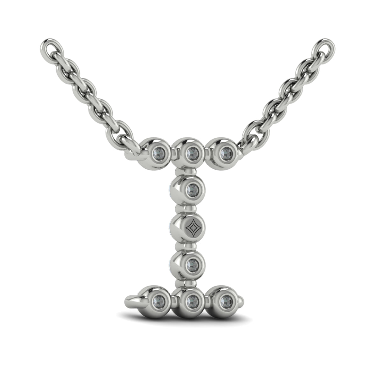 Diamond  Alphabet Pendant Necklace, I