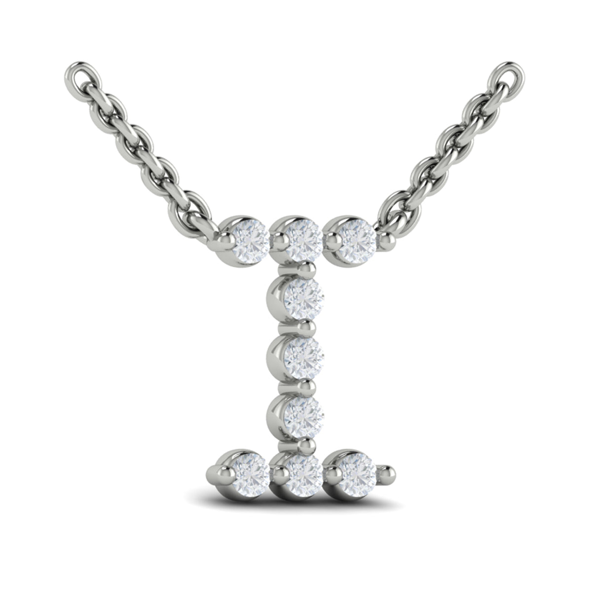 Diamond  Alphabet Pendant Necklace, I