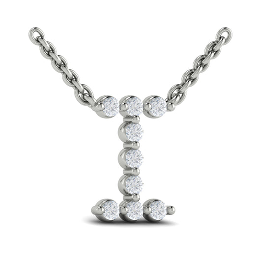 Diamond  Alphabet Pendant Necklace, I