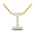 Diamond  Alphabet Pendant Necklace, I