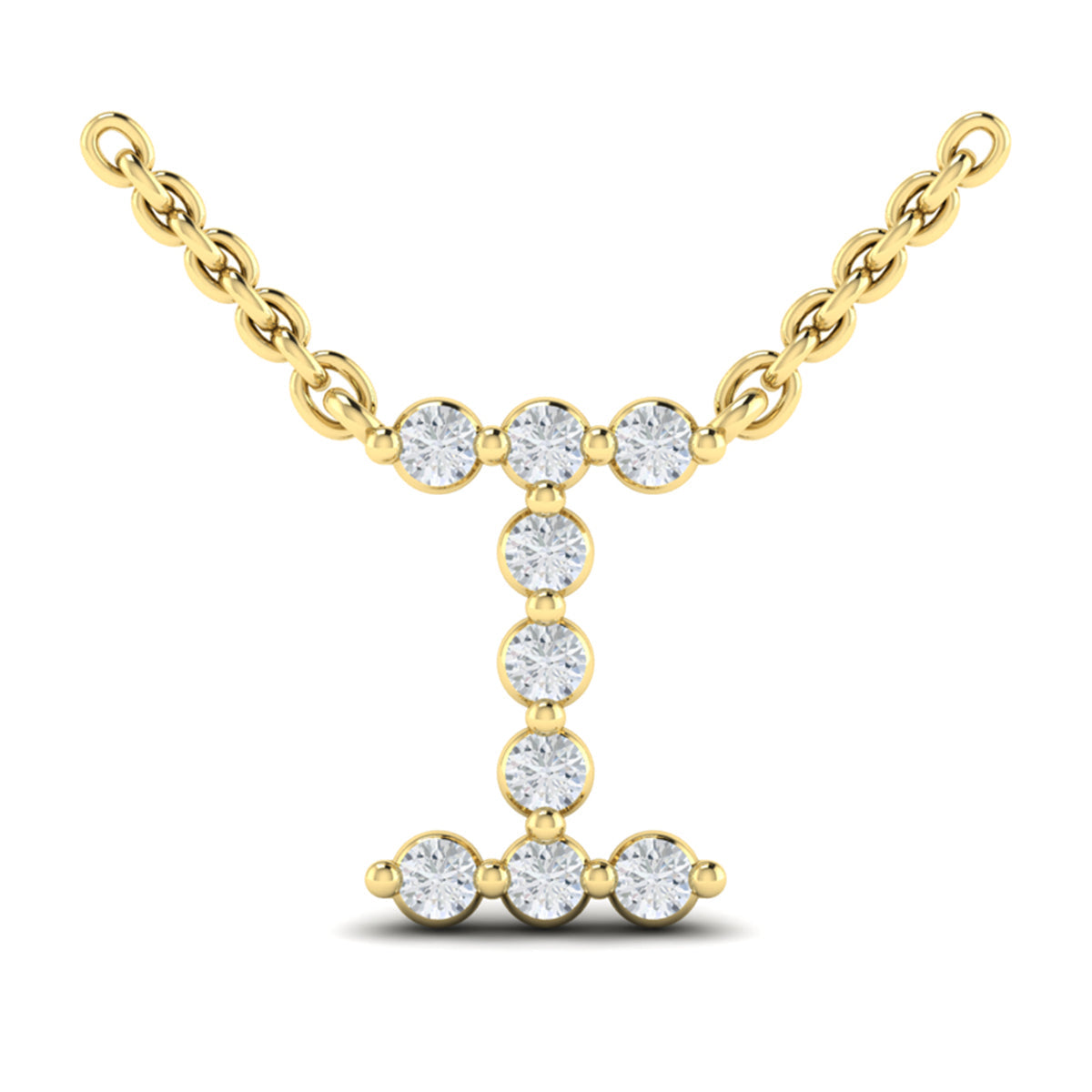 Diamond  Alphabet Pendant Necklace, I