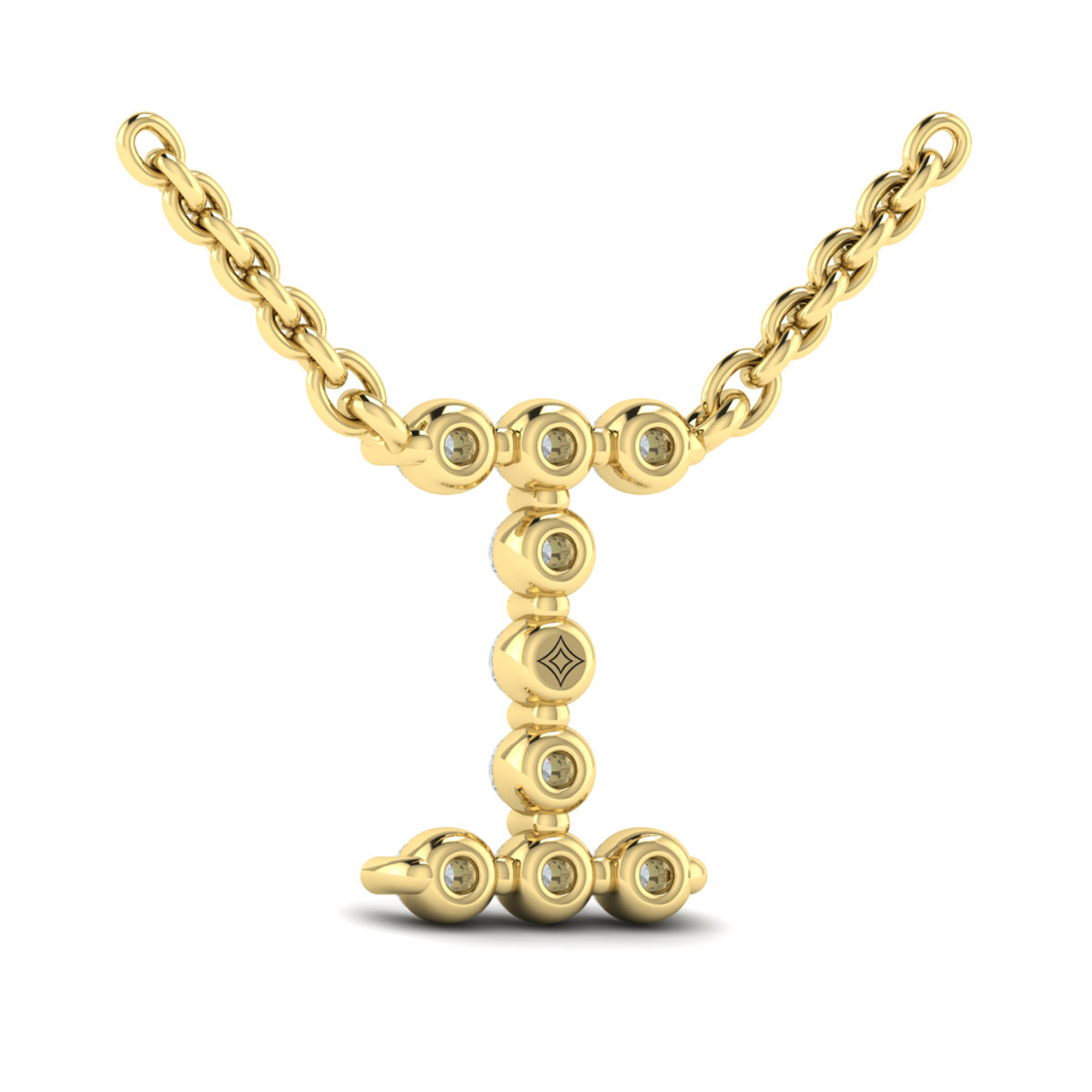 Diamond  Alphabet Pendant Necklace, I