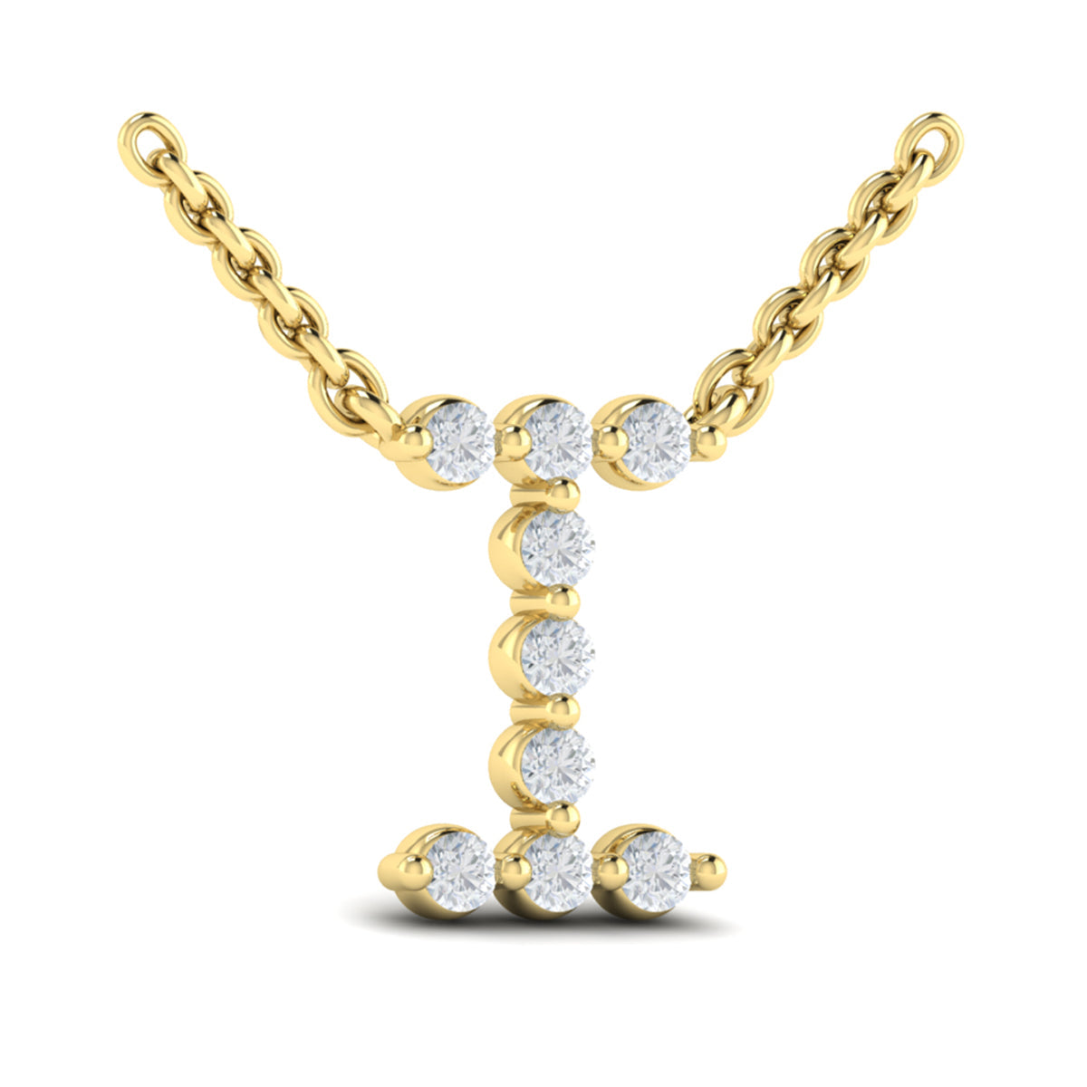 Diamond  Alphabet Pendant Necklace, I