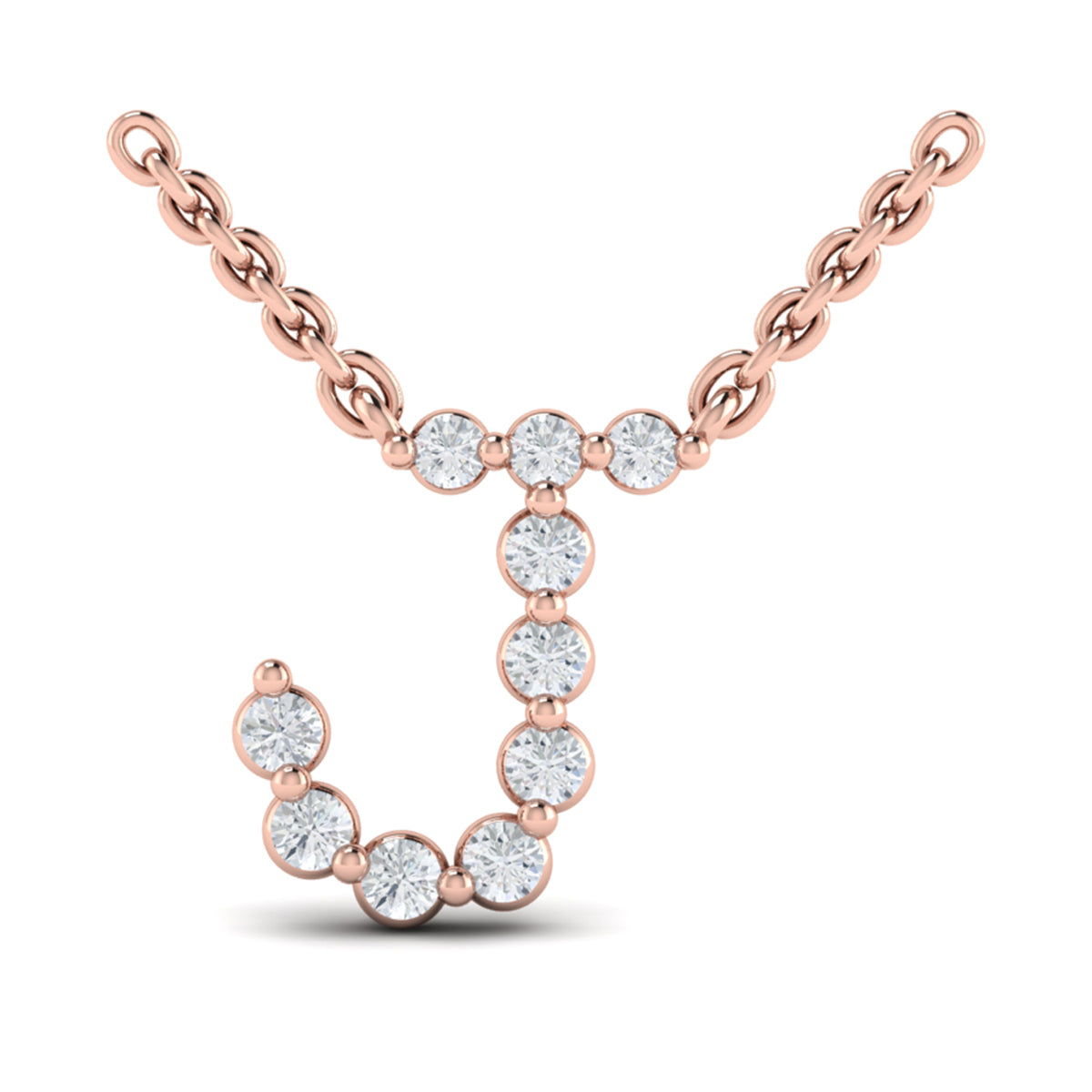 Diamond  Alphabet Pendant Necklace, J