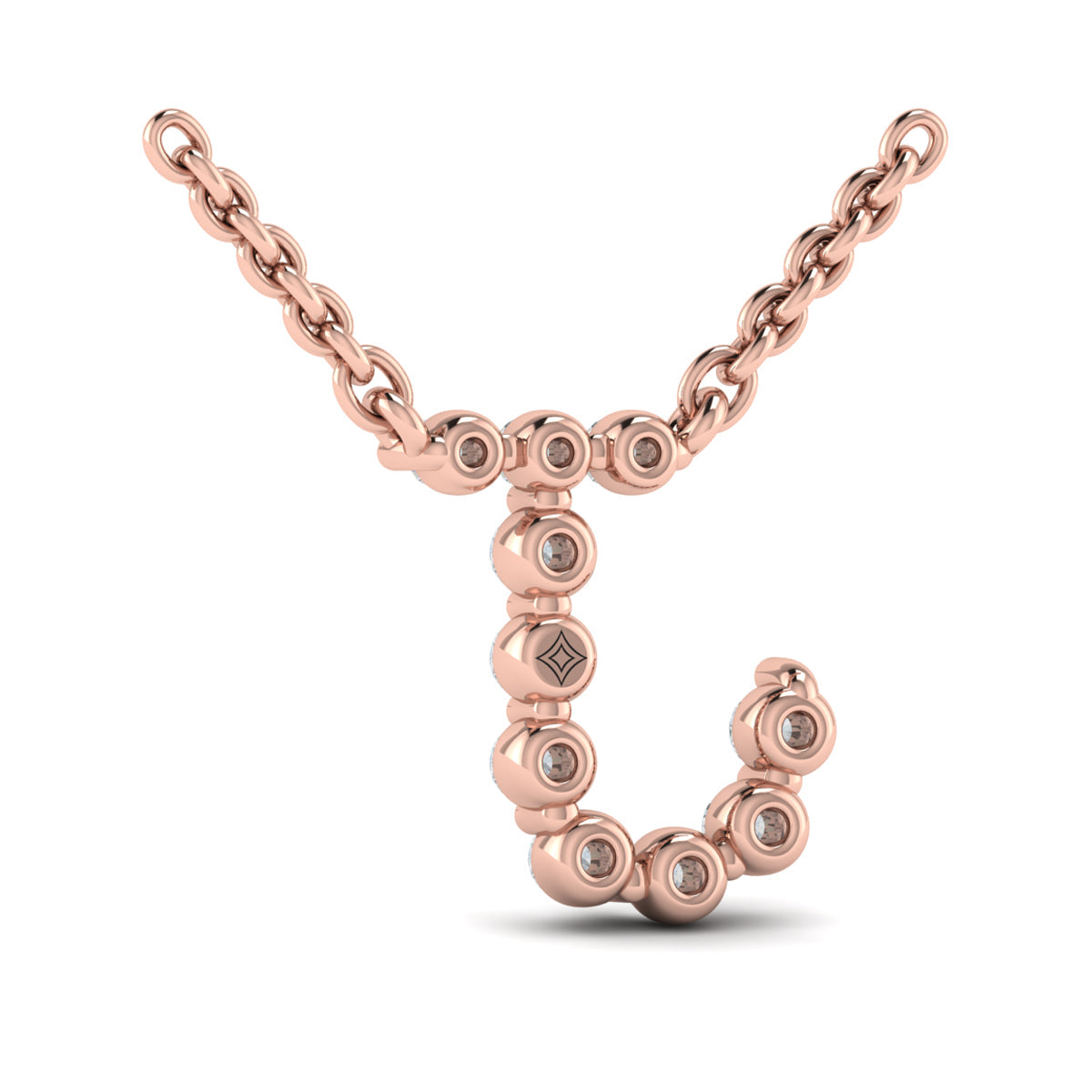 Diamond  Alphabet Pendant Necklace, J