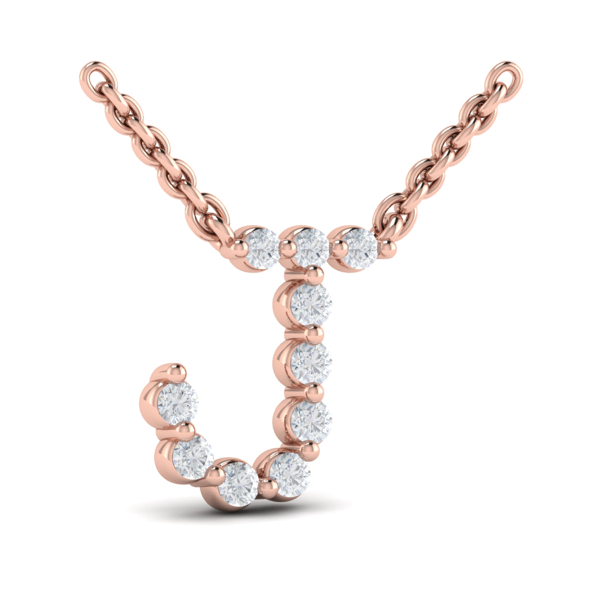 Diamond  Alphabet Pendant Necklace, J