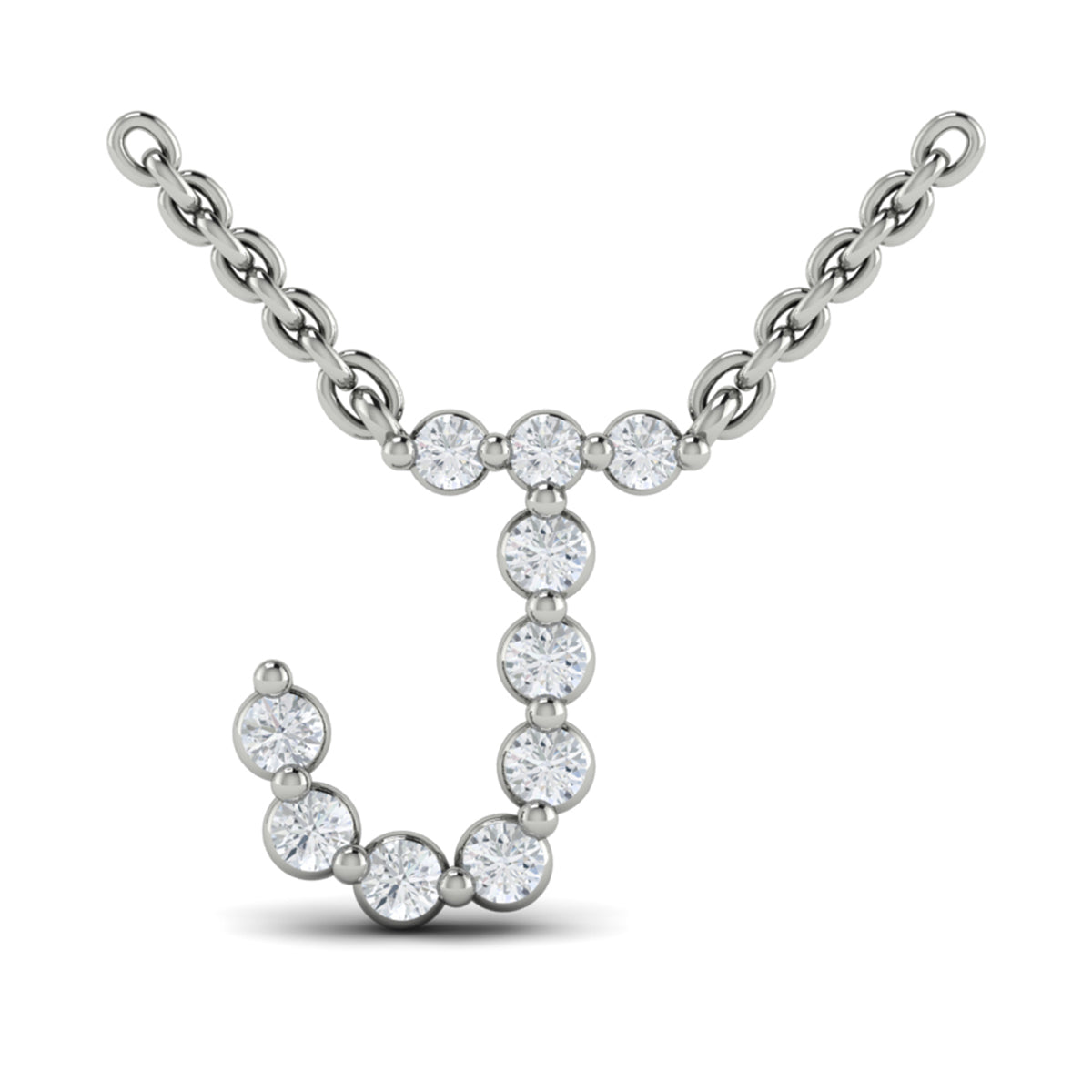 Diamond  Alphabet Pendant Necklace, J