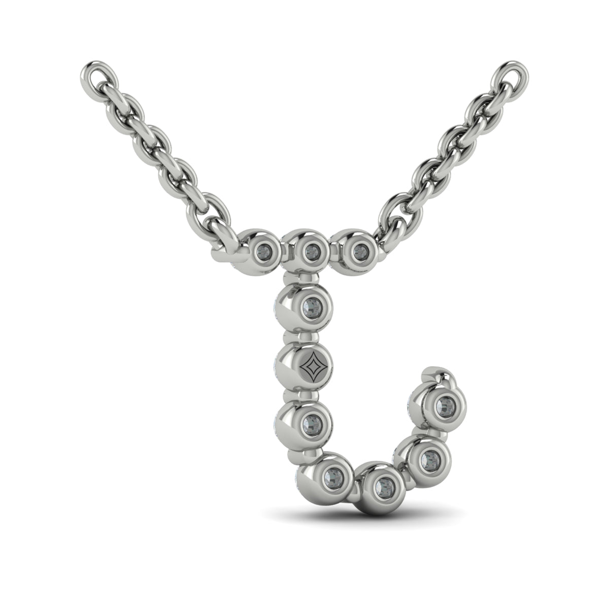 Diamond  Alphabet Pendant Necklace, J