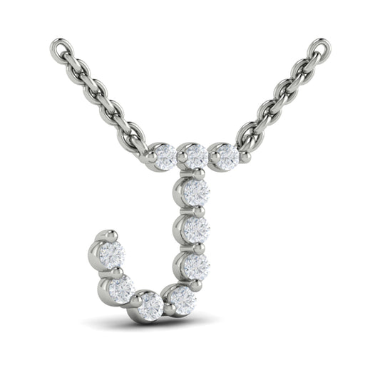Diamond  Alphabet Pendant Necklace, J