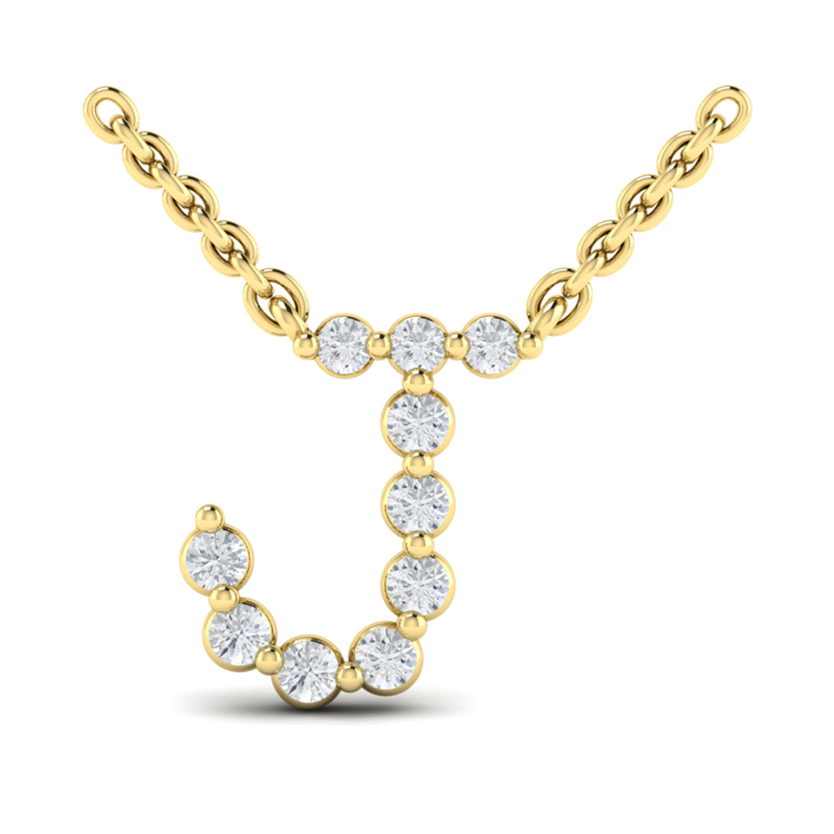 Diamond  Alphabet Pendant Necklace, J