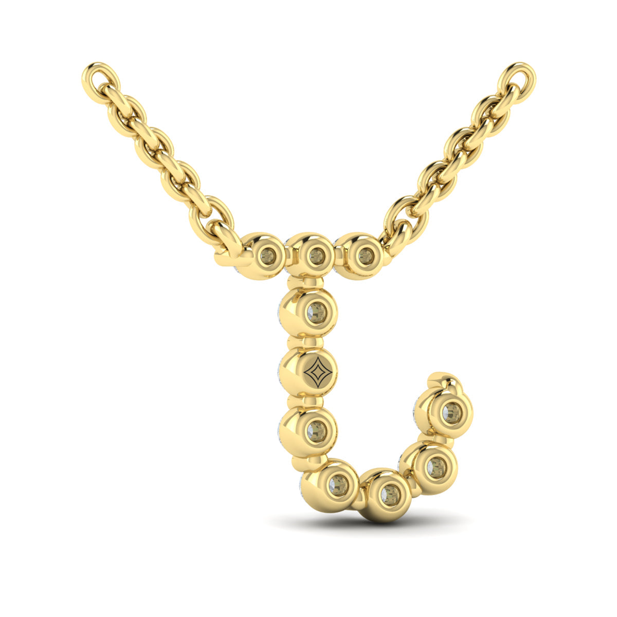 Diamond  Alphabet Pendant Necklace, J