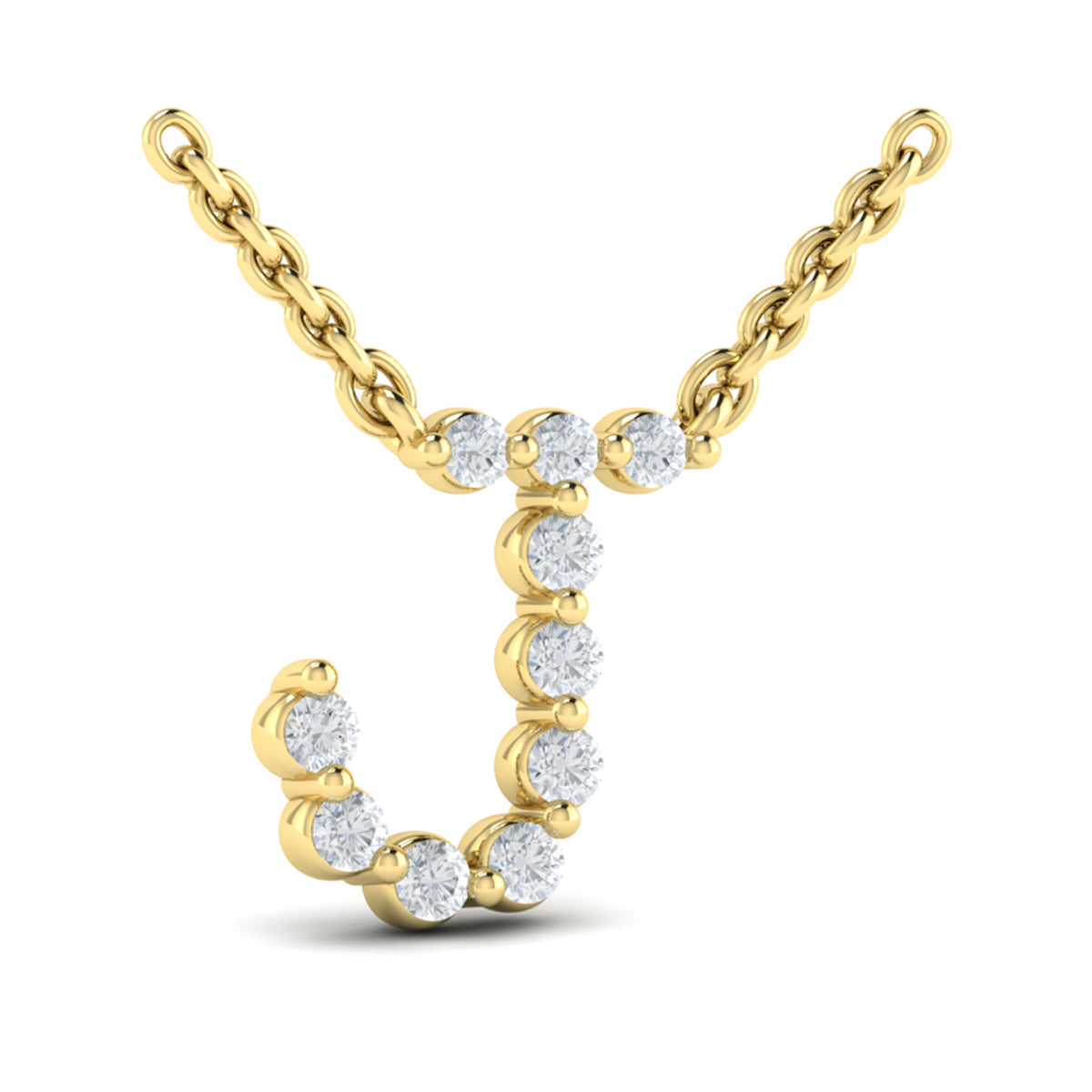 Diamond  Alphabet Pendant Necklace, J