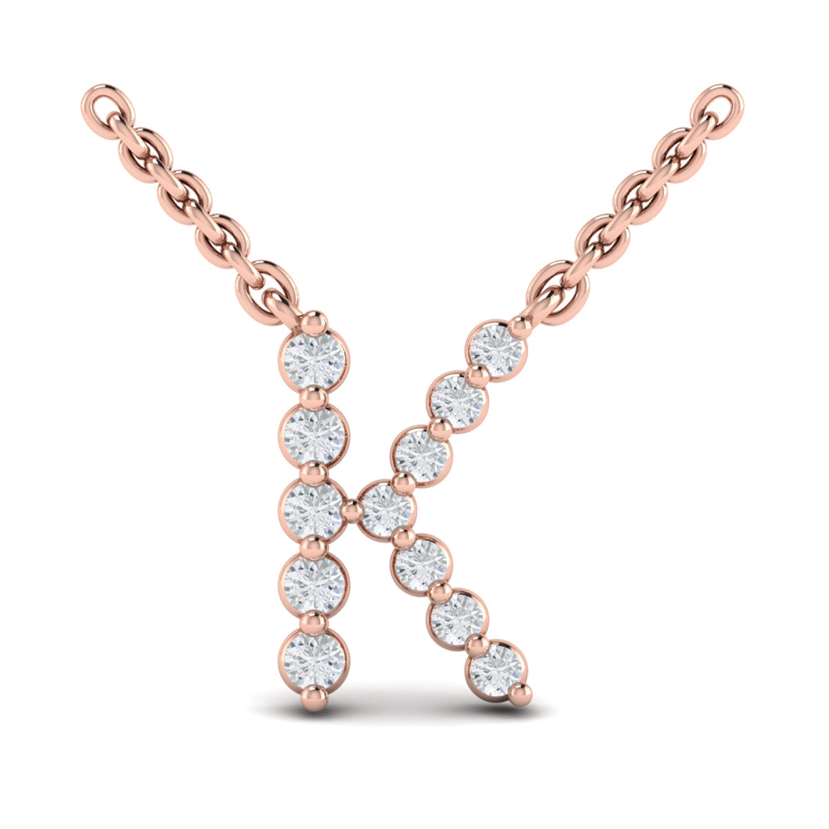 Diamond  Alphabet Pendant Necklace, K