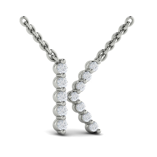 Diamond  Alphabet Pendant Necklace, K