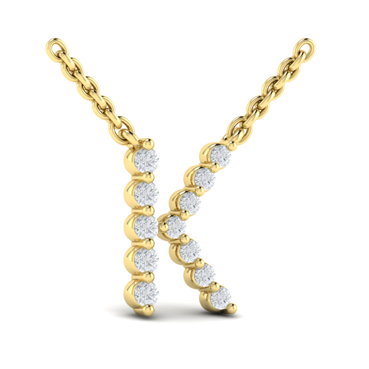 Diamond  Alphabet Pendant Necklace, K