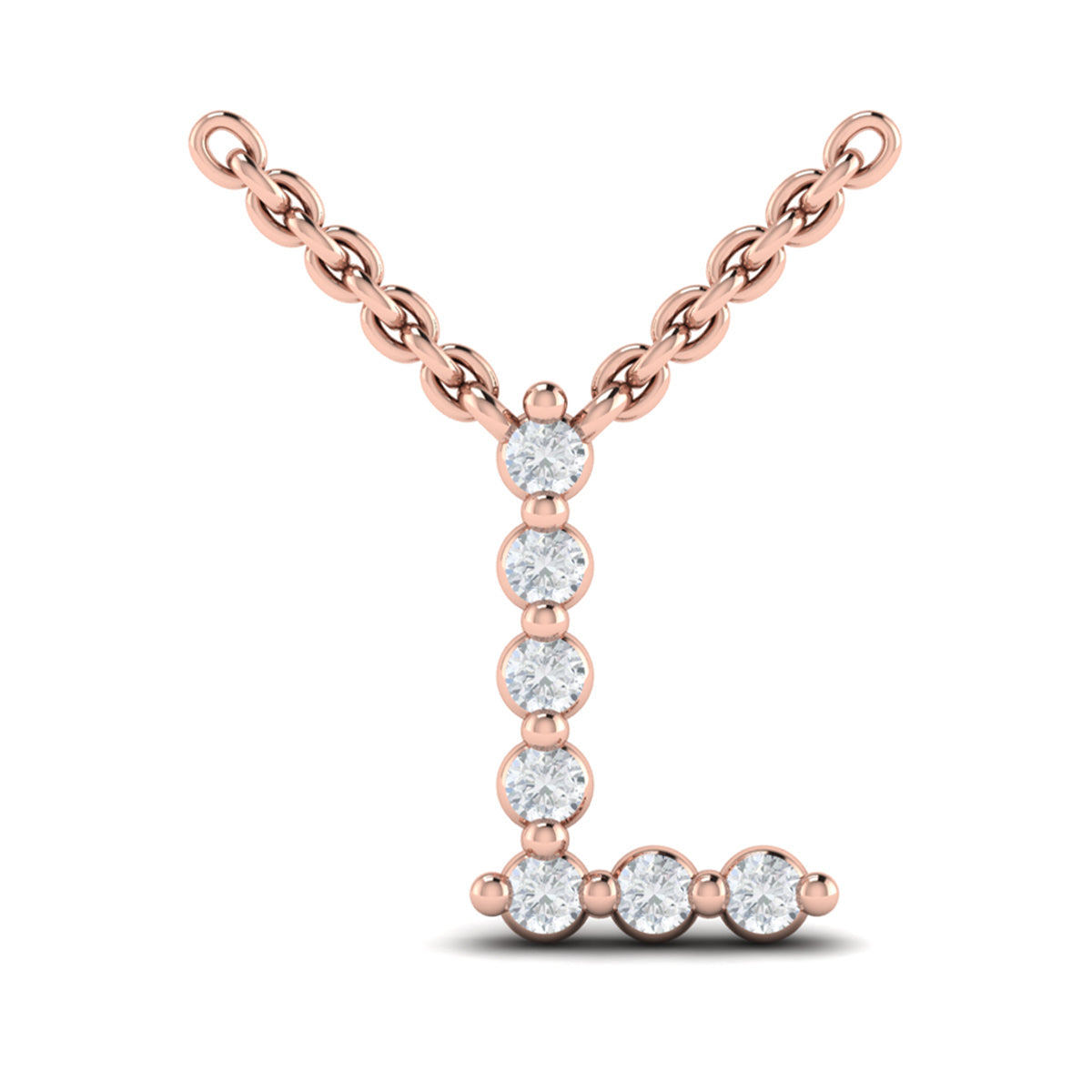 Diamond  Alphabet Pendant Necklace, L