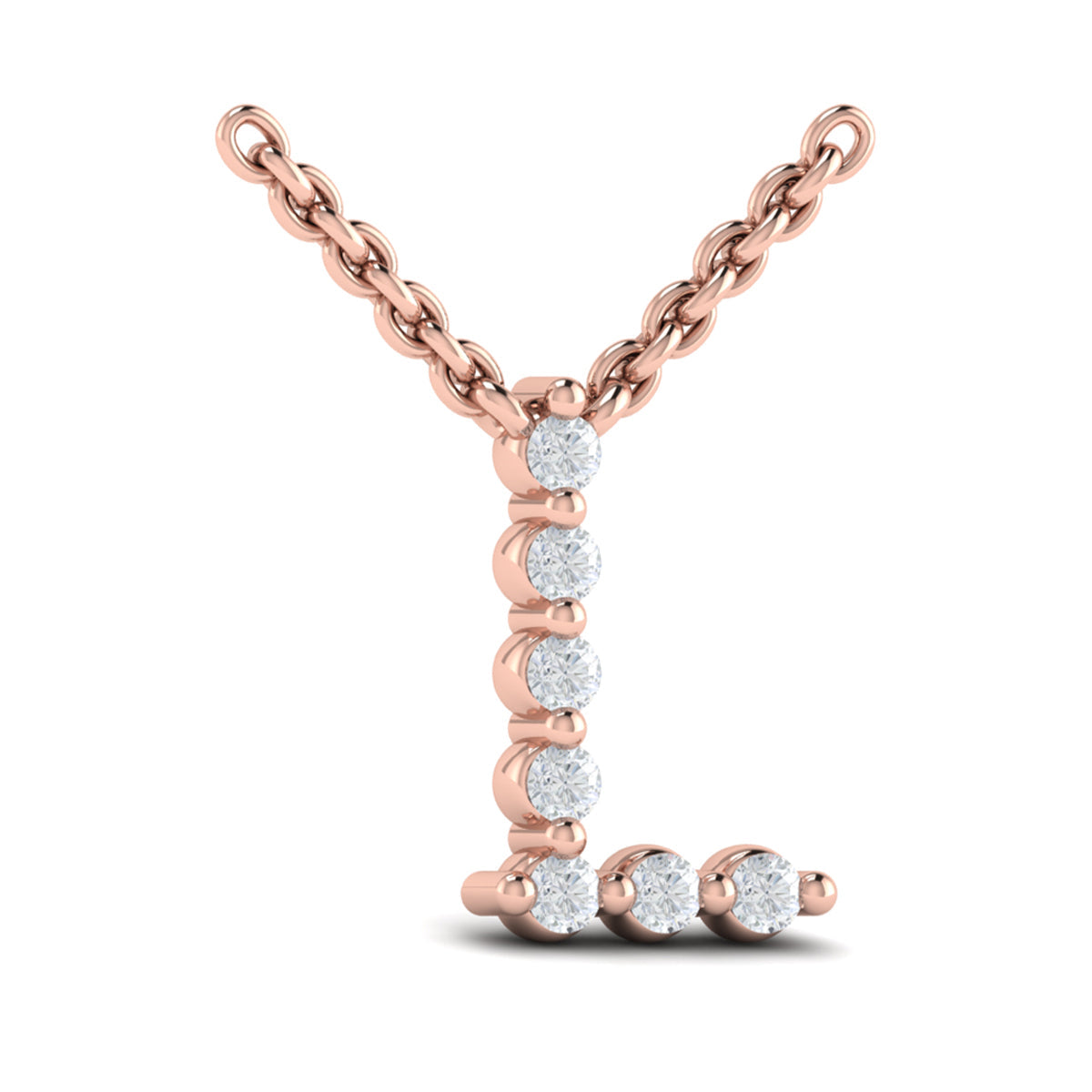 Diamond  Alphabet Pendant Necklace, L