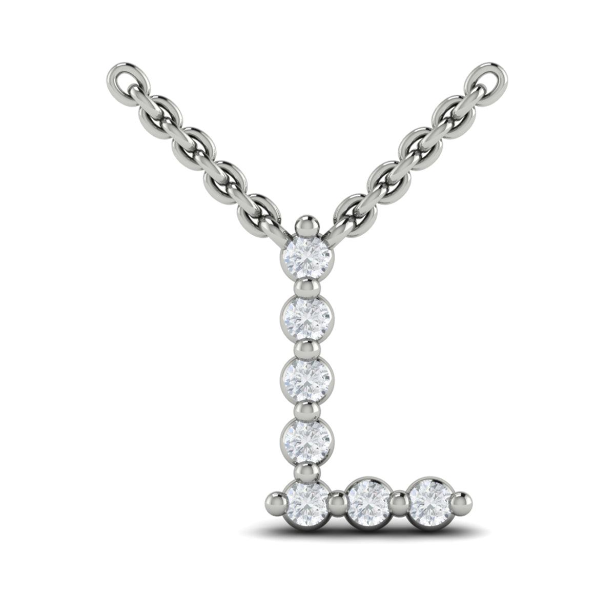 Diamond  Alphabet Pendant Necklace, L