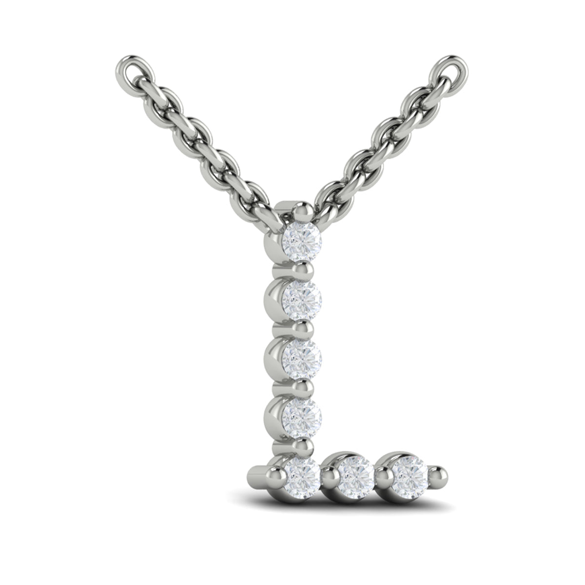 Diamond  Alphabet Pendant Necklace, L