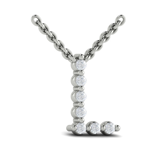 Diamond  Alphabet Pendant Necklace, L