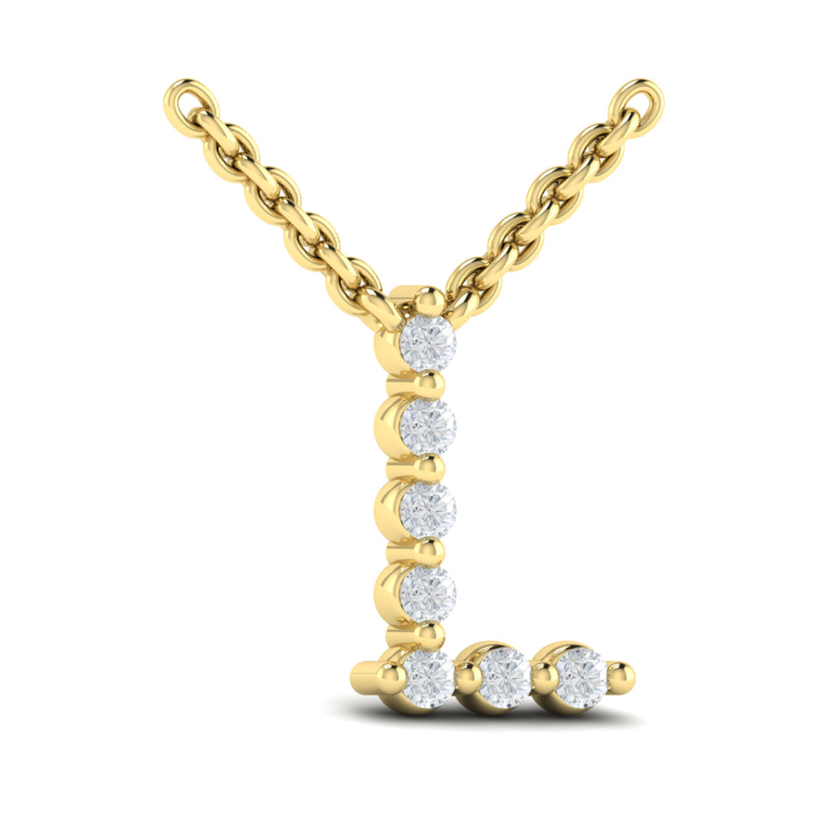 Diamond  Alphabet Pendant Necklace, L