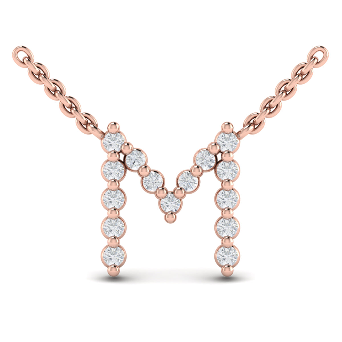 Diamond  Alphabet Pendant Necklace, M