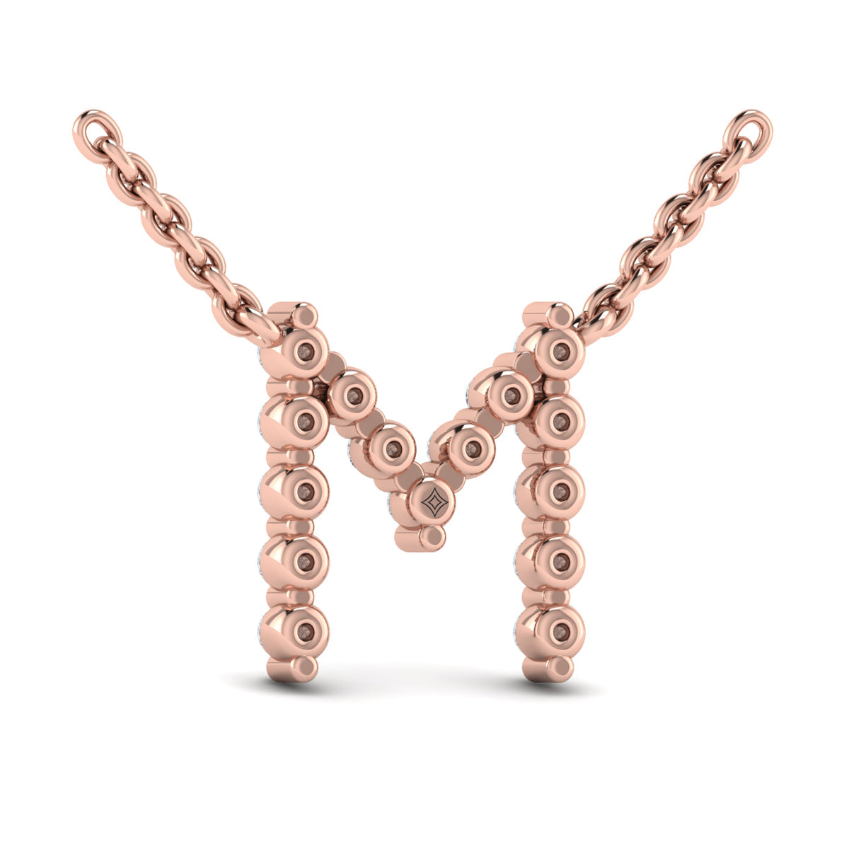 Diamond  Alphabet Pendant Necklace, M