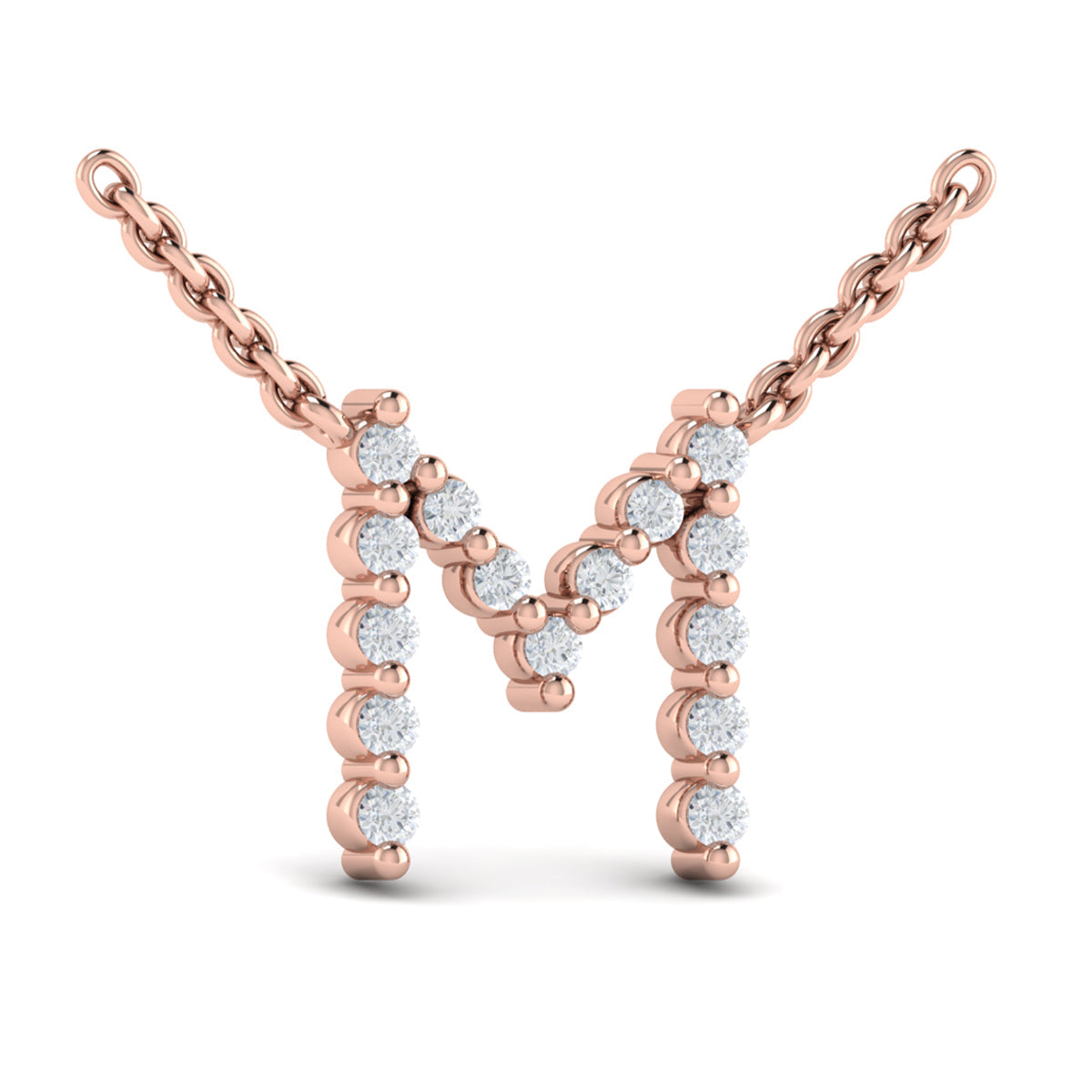 Diamond  Alphabet Pendant Necklace, M