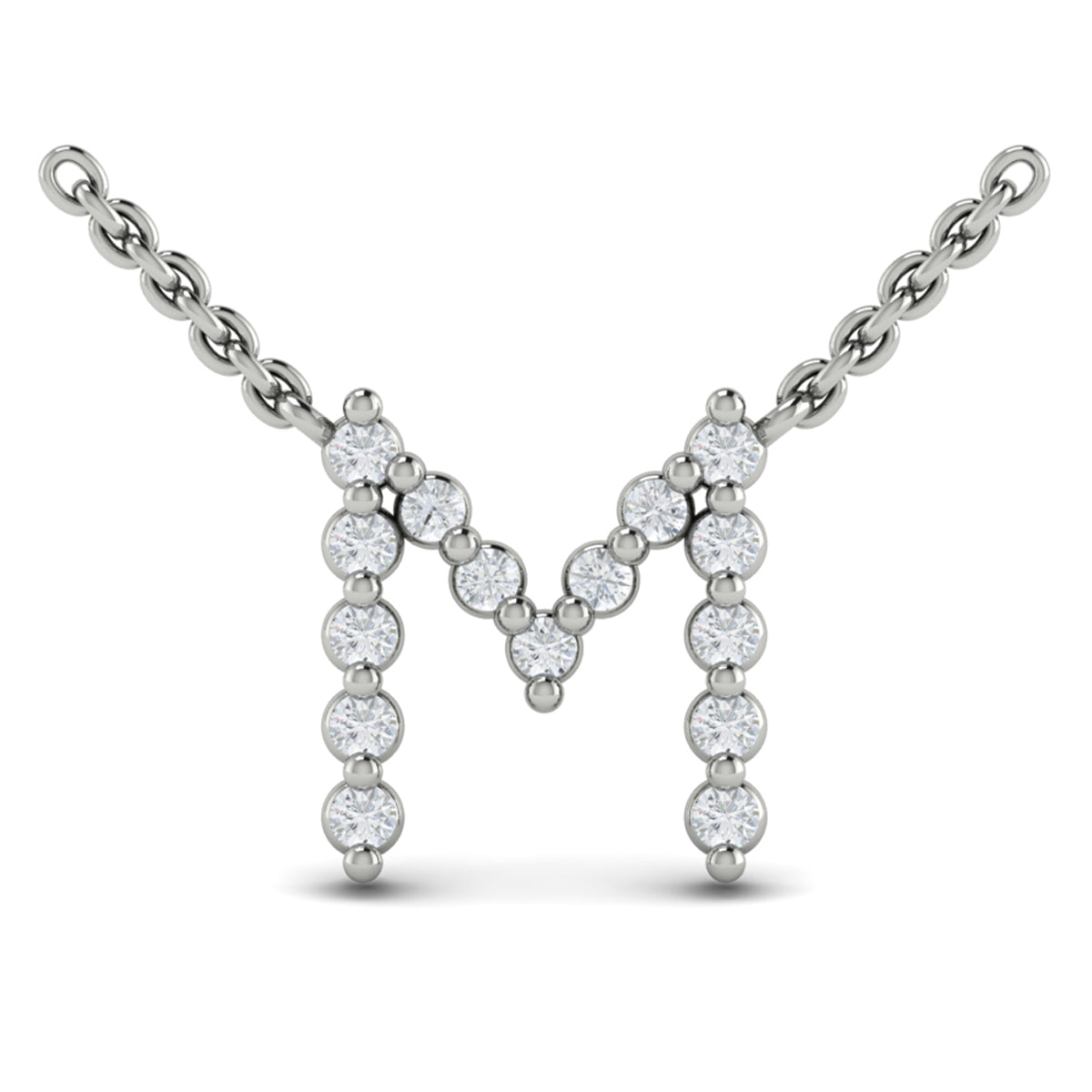 Diamond  Alphabet Pendant Necklace, M