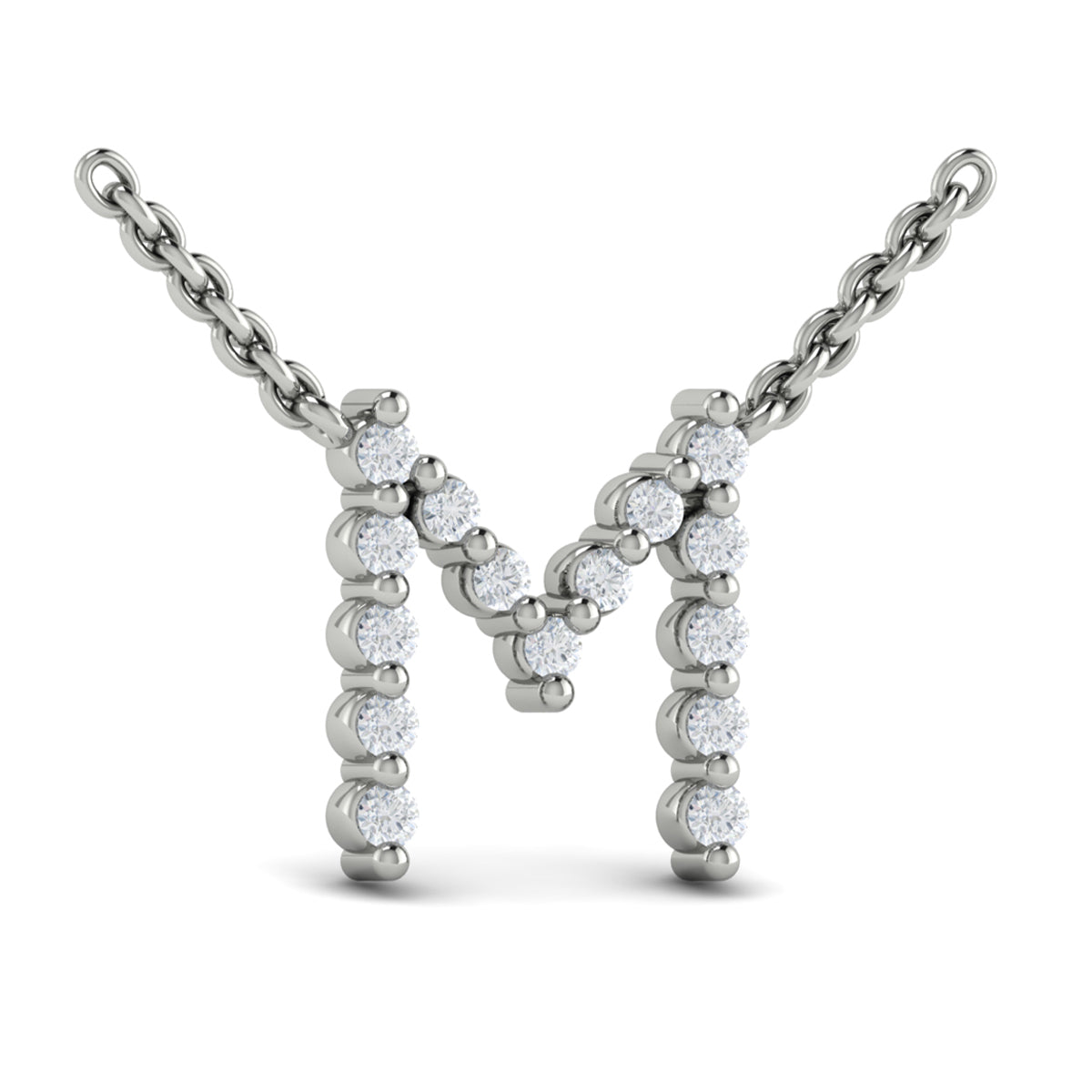 Diamond  Alphabet Pendant Necklace, M