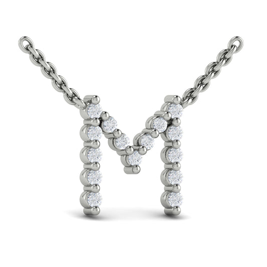Diamond  Alphabet Pendant Necklace, M