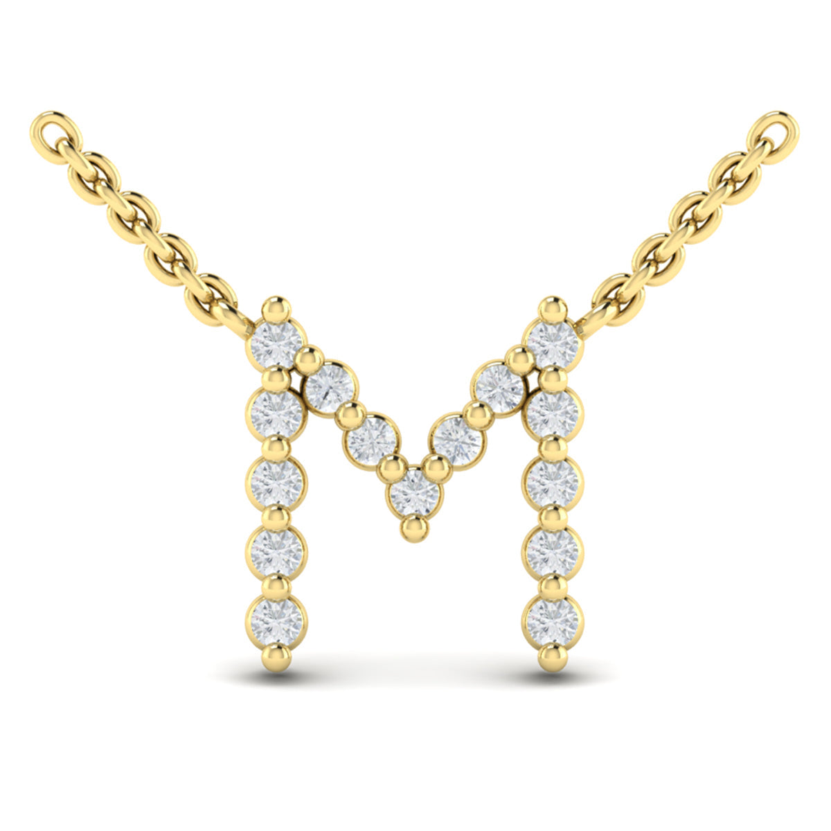 Diamond  Alphabet Pendant Necklace, M