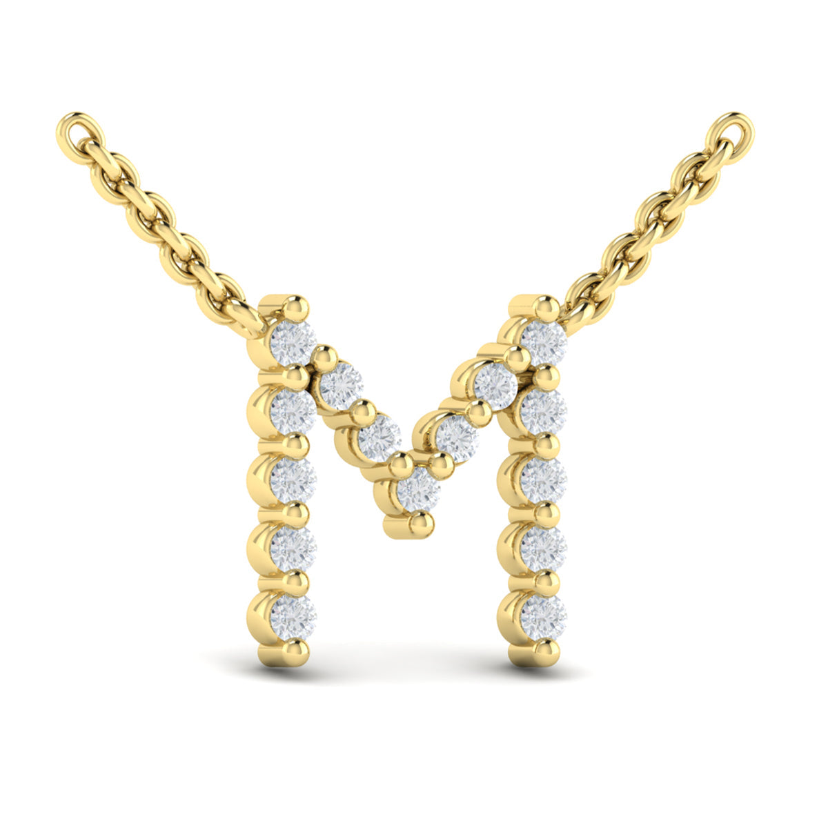 Diamond  Alphabet Pendant Necklace, M