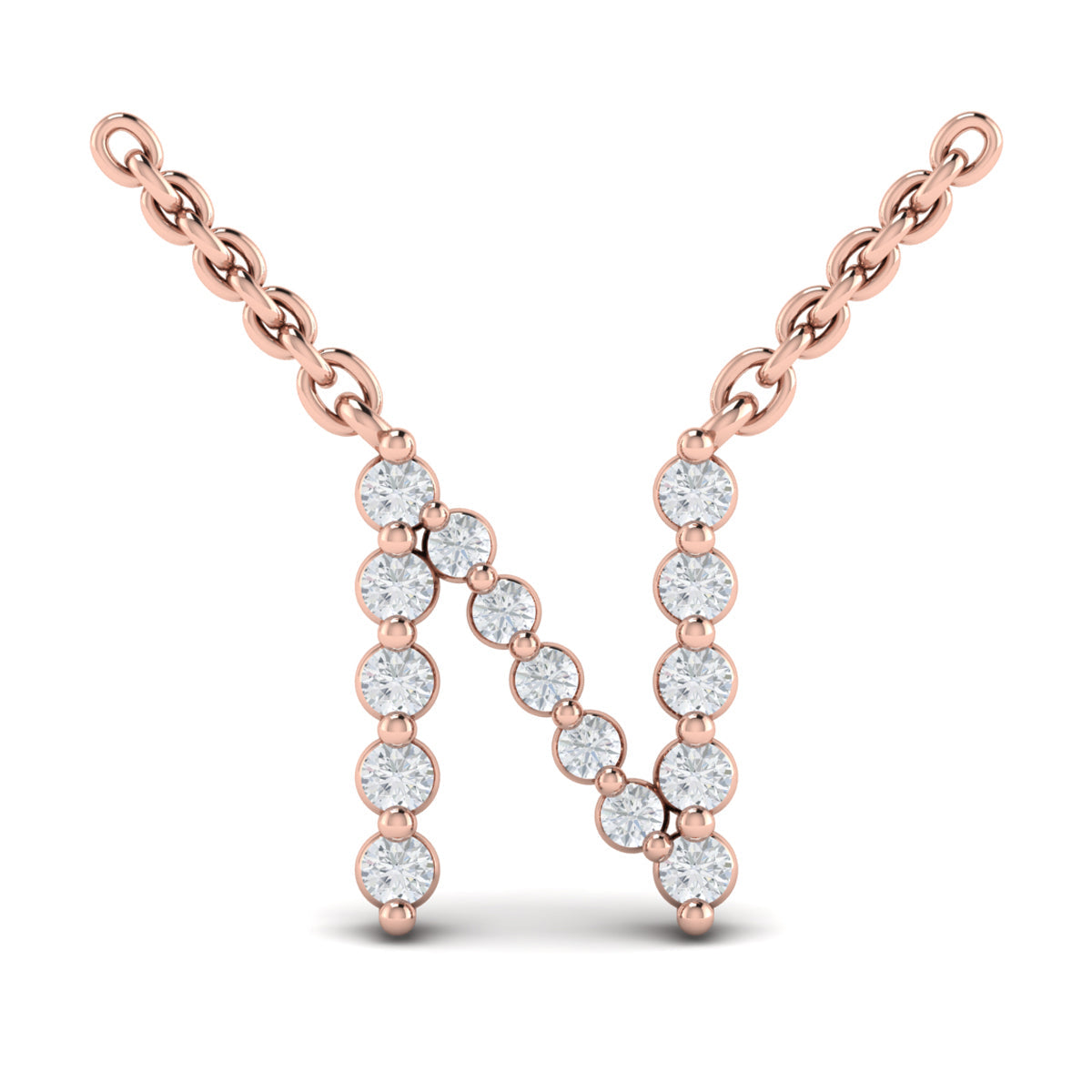 Diamond  Alphabet Pendant Necklace, N